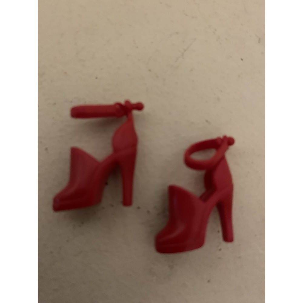 1990s Generation Girl BARBIE DOLL HIGH Heel Dress-UP Pumps Ankle Strap Shoes-RED
